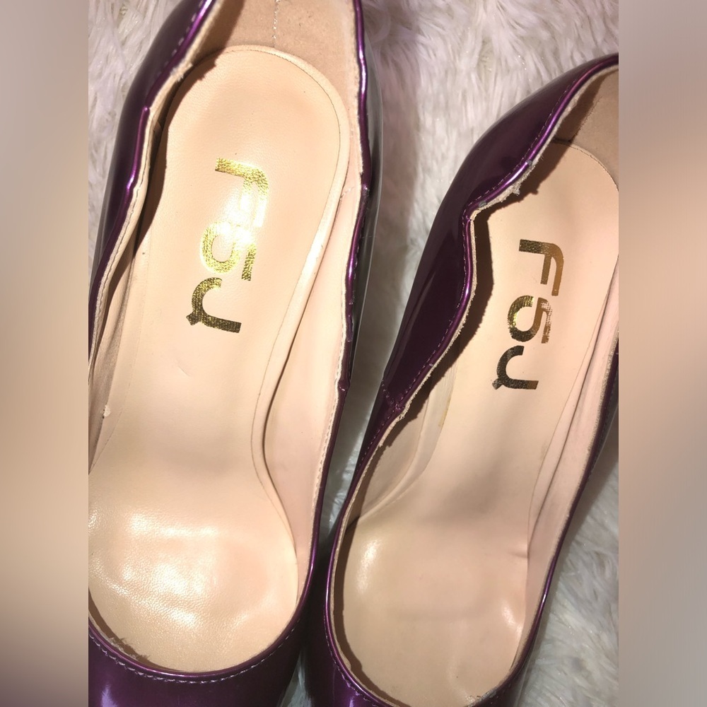 FSJ Metallic Plum Pointed-Toe Stiletto Heels - Women's - Picture 4 of 15